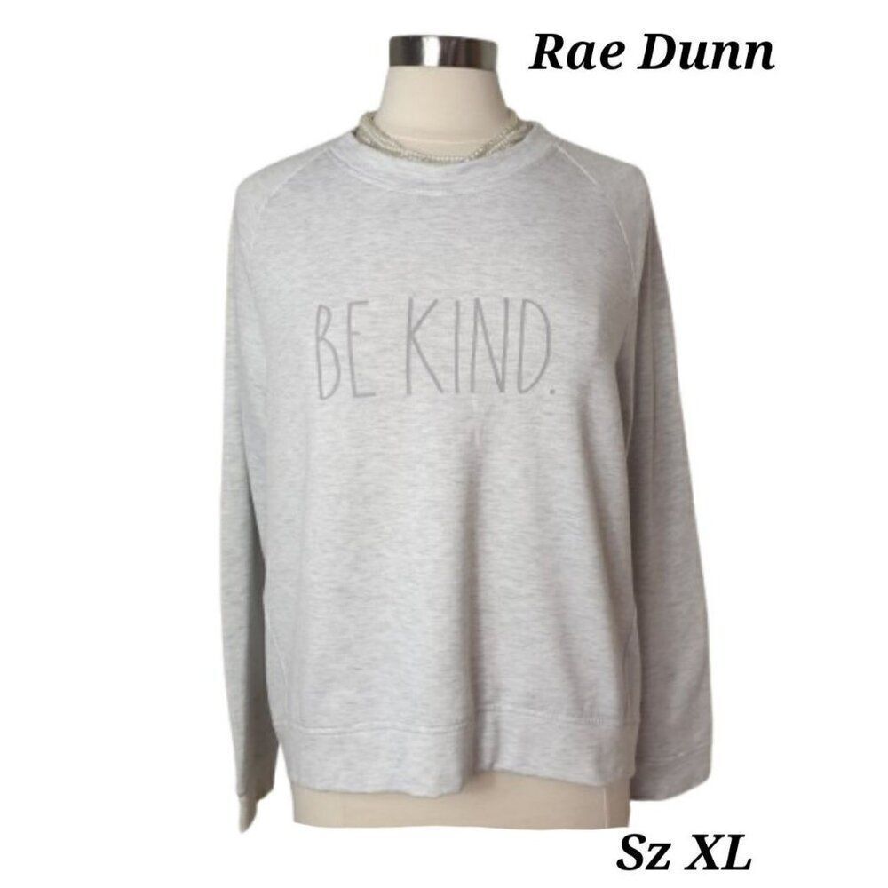 Rae Dunn "Be Kind" Light Gray Sweatshirt L/G Unisex Long Sleeve Casual Chic Lg